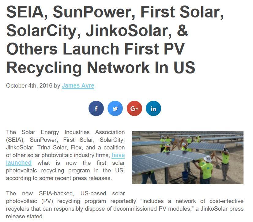 recycled at the end of the products life. The program is free of charge. https://us.sunpower.
