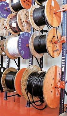 Reel supports Reel supports enable cylindershaped articles to be stored on a metal axle (cable reels and paper