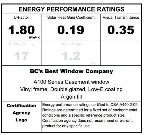 Example Window Label showing U-value The U-factor is a rating given to a window based on how much heat loss it allows.