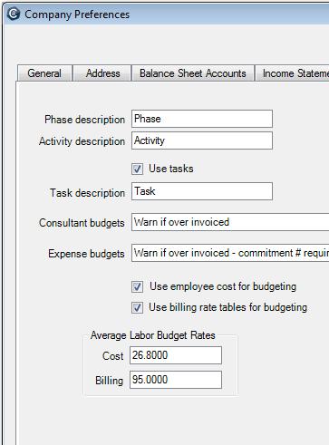 Step 5: Set up project preferences (continued) 4. Specify if you want to use employee cost and billing rate tables for budgeting.