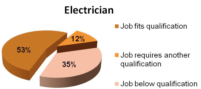 The fourth indicator of interest for the study implementers was to track whether all the employed graduates carry out job activities in line with the qualifications (plumber or