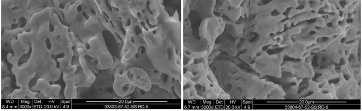 coated cement amount from 1.0 Kg to 0.5 Kg gradually. This is might be due to the decreasing in pellets porosity with increasing the coated cement. Also the SEM examination of these samples in Fig.