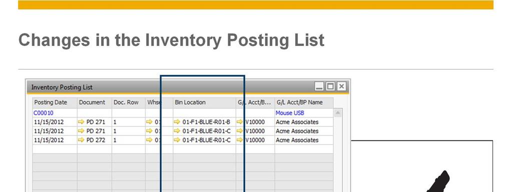 We can now view the inventory transaction made by the Goods Receipt PO in the Inventory Posting List. In 9.