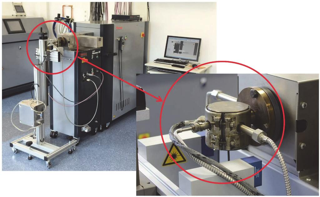 Fig. 4: HAAKE PolyLab OS setup with die-swell measurement.