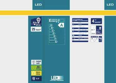 The information to be placed on lamp packing includes the following: - energy label - lumen (lm) - Watt (W) - comparison light bulb - life span in hours and years - switching cycle -