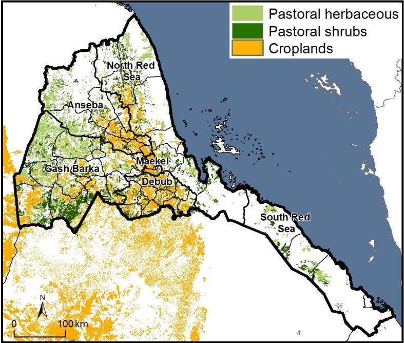 1. BACKGROUND Eritrea covers about 117600 km 2 of which livestock-related activities occupies 56% of the area, whereas cultivated rain-fed land covers 5% of the territory.
