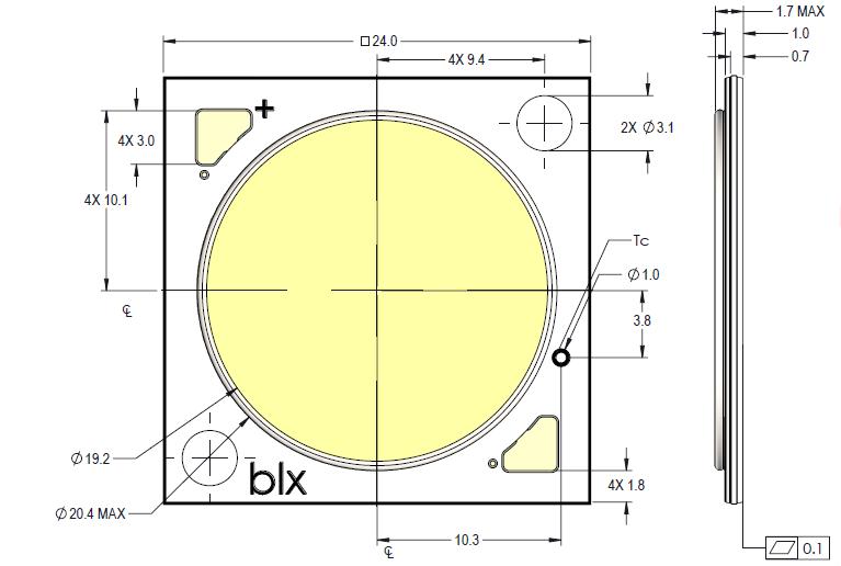 Mechanical Dimensions Figure 19: Drawing for V18 LED Array Notes for Figure 19; 1. Drawings are not to scale. 2. Drawing dimensions are in millimeters. 3.