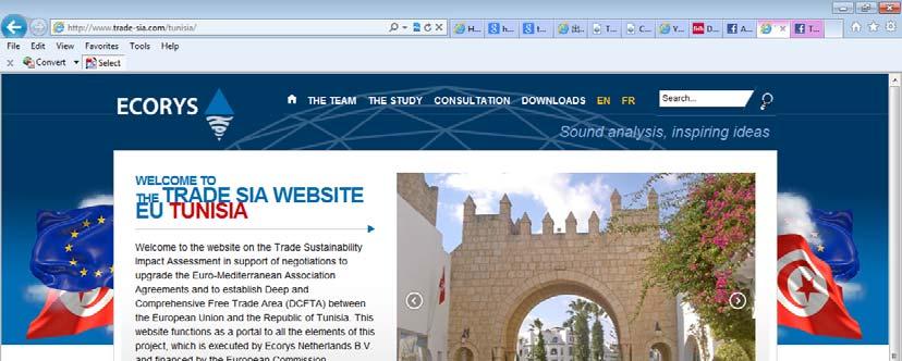 http://www.trade-sia.com/tunisia/ A screenshot of this website is presented below. The website is available in both in English and in French. Figure 3.
