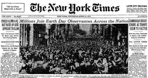 Published: April 23, 1970 Copyright The New York Times The year 1970 saw the first Earth Day so it is no wonder that the Federal government realized that policies were