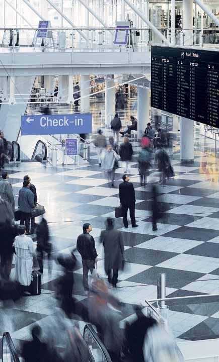 Airports Hubs of international mobility Safety from check-in to take-off For airport operators around the world, the high - est priority is always the safety of passengers and employees.