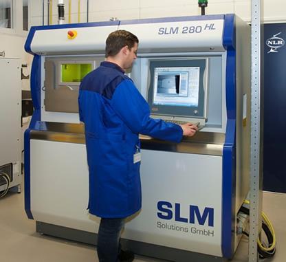 NLR: SLM Solutions 280 HL Selective Laser Melting (SLM) powder bed small details low deposition speed Build Chamber in mm (x/y/z) Laser Power Build Speed Pract. Layer thickness Min.