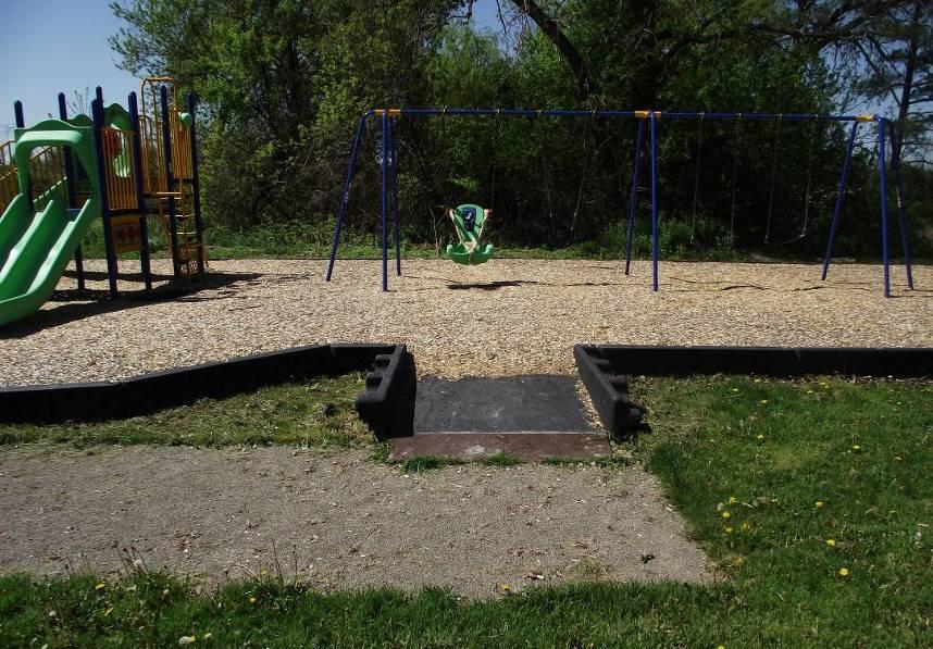 children who can get out of their chairs, to crawl and slide on them. Additional features and retrofits can be added to playground equipment to make them accessible.