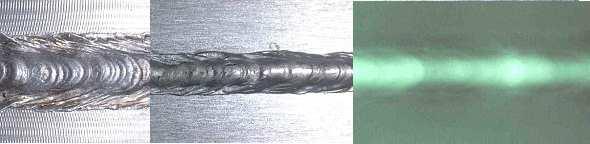 Materials Science Forum Vols. 519-521 1141 Hybrid Nd:YAG-MIG welding. Lack of consistent penetration and slow speed again precluded a 0.6mm laser spot size as a viable process option. The 0.
