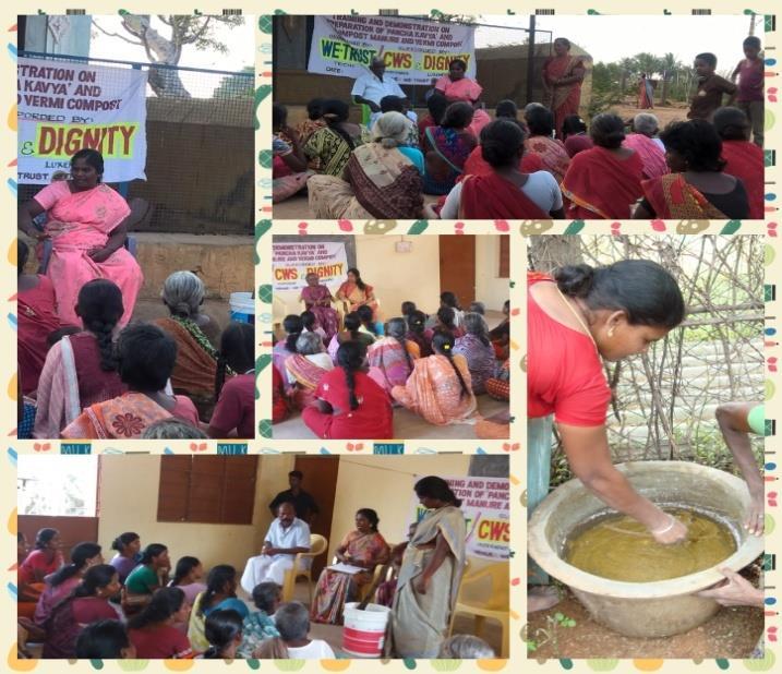 DEMONSTRATION (294 BENEFICIARIES) SPECIFIC OBJECTIVE: IMPARTING TRAINING THROUGH DEMONSTRATION. INPUT: Demonstrative training on vermin compost and Panchakavya preparation.