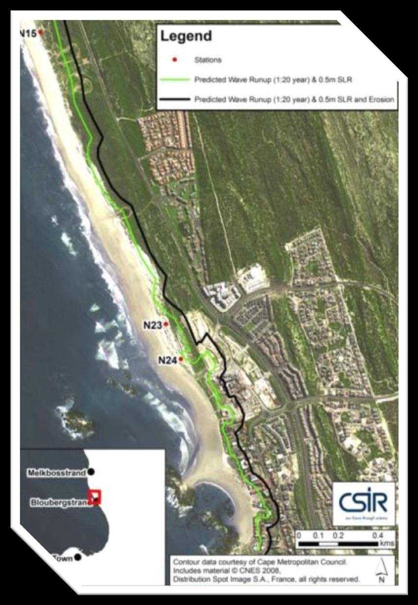 Quantification of risks to coastal areas and development: wave run-up,