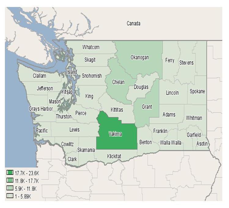 Distribution of the Agriculture and Natural Resource Industry in Washington Jobs within the agriculture and natural resource industry may be found throughout Washington State; however, the