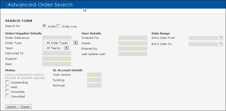 Workbench: 6. Select EnquiriesOrder Search.