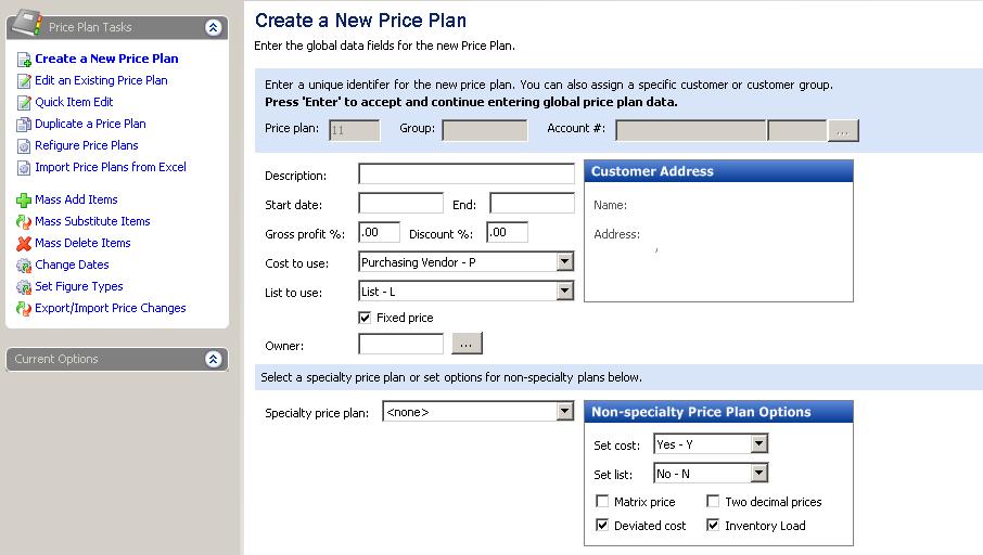 13. When finished, click Next. Continue creating the price plan as you normally would.