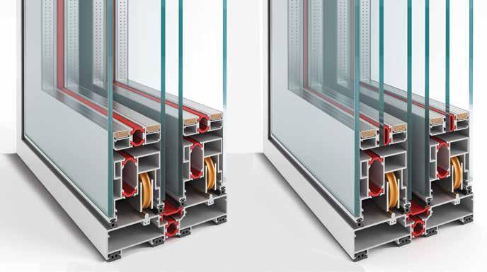 82 W/m²K 1.3 S 500 1.26 W/m²K 0.6 Thermal break systems Both double and triple glazed GSG double-face structural window systems provide thermal break insulation.