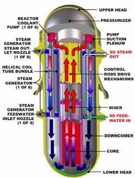 48 LOLLAR [Vol. 4:2 Figure 1: Steam generator, reactor coolant pumps, and CRDM are incorporated inside the reactor vessel [2]. power generating systems in small electric grid environments.