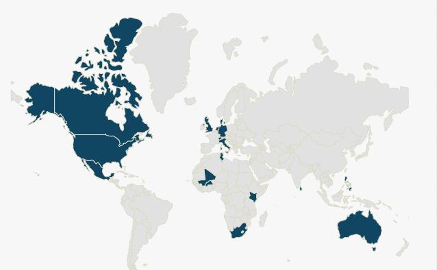 GWI Geographic Repartition per Country Partners This map shows where the partners of the GWI are located in the world.