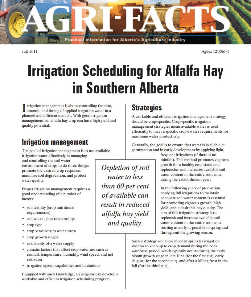 Fact Sheets Irrigation