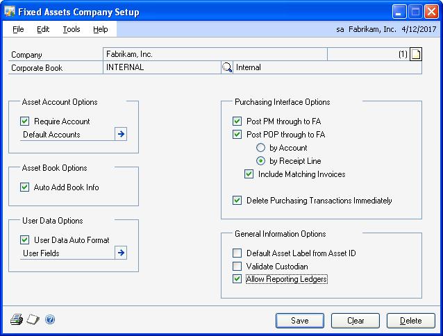 CHAPTER 2 COMPANY SETUP OPTIONS Delete all transactions that have been fully applied to assets where the unapplied amount is zero.