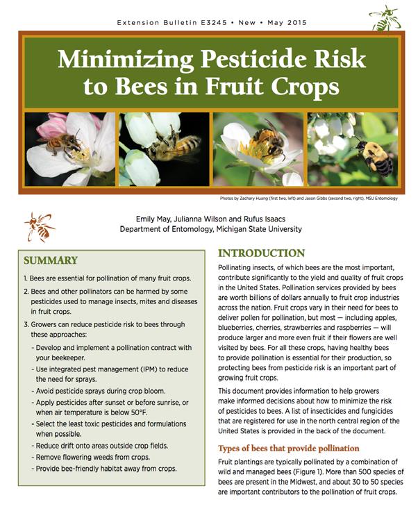 Pesticide safety Minimize risk to bees: Do