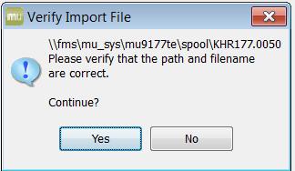 Importing a File Select Yes to the Verify Import File