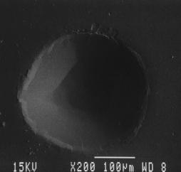 Figure 5: SE image of indent in CrN #1 on H-13 steel.