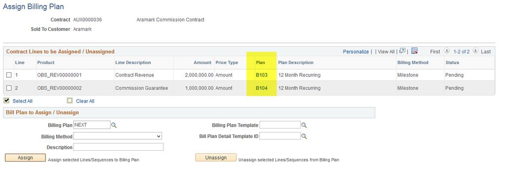 ii. Billing Plan: always use NEXT. iii. Billing Plan Template: Select the appropriate Billing Plan template. For contracts that you will bill monthly, select 12_MONTH for 12 Month Recurring.