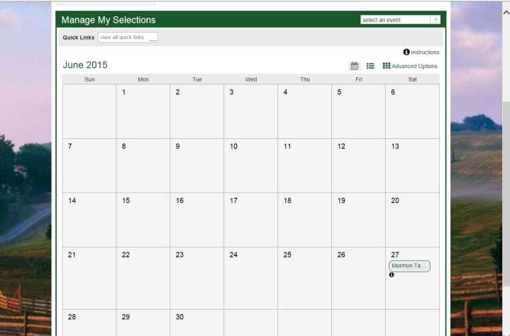 You can view your events on a calendar like the screen below