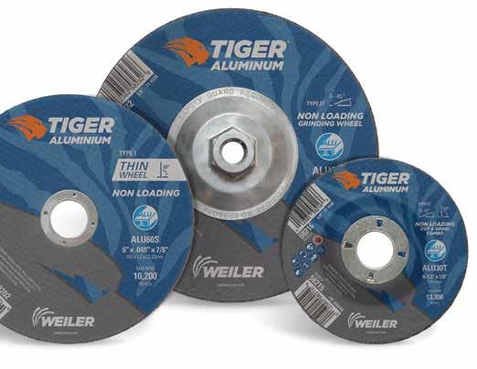 CUTTING & GRINDING WHEELS NON-LOADING WHEELS: Tiger Aluminum is a new line of cutting, grinding, and combination wheels that deliver a non-loading solution that maximizes cut rates, increasing