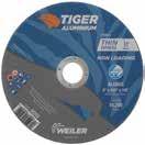 TIGER ALUMINUM CUTTING WHEELS* / Silicon Carbide & Aluminum Oxide / Non-Loading Tiger Aluminum wheels are specifically designed for high performance cutting on aluminum.