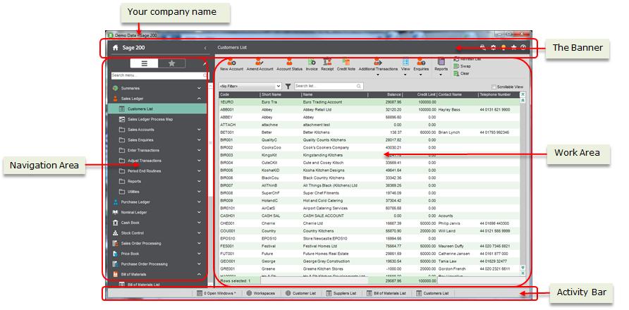 3 Quick start guide to the new look Using the new desktop The Sage 200 2015 desktop allows you to view and perform tasks on your company data.