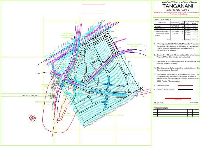 Tanganani X 7 high density Residential Scoping Report Figure 3: Previous proposed township layout plan,