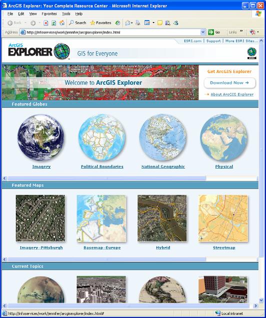 ArcGIS Explorer Key Points An integrated part of the ArcGIS system 2D and 3D (Globe) Not just one globe, but