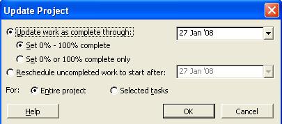 5. Data entry MS Project preparation for data entry Enter status date Project, Project Information, remember it is 5pm.