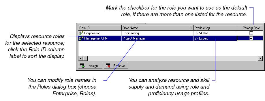 Assign roles to resources from the Roles dialog box Choose