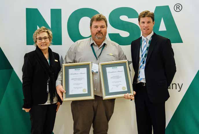 Jaco receiving Safety awards NOSA AWARDS LANGER HEINRICH URANIUM (LHU) FOR SAFETY PERFORMANCE Langer Heinrich Uranium was recently awarded by NOSA for achieving second place in the Open Cast Mining