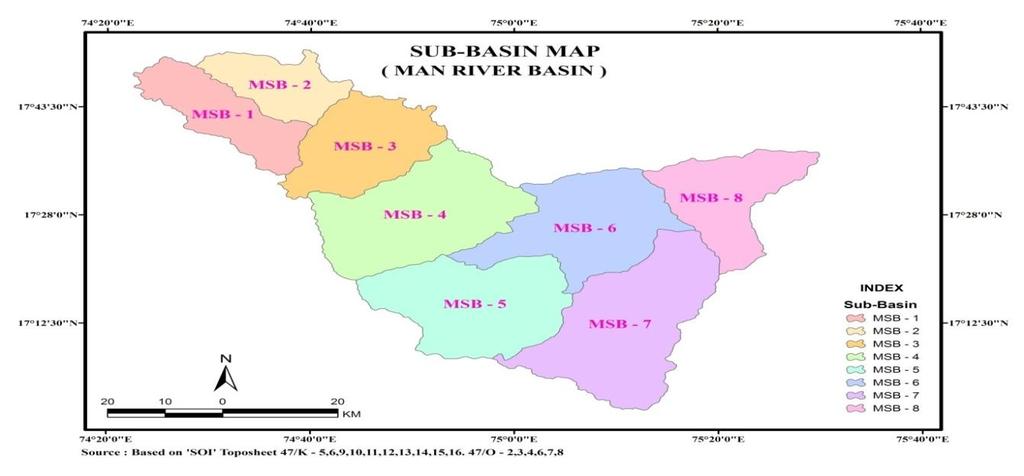 By arithmetic mean method, the calculated average rainfall of Man basin is 571.4 mm. Runoff is calculated through sub basin.