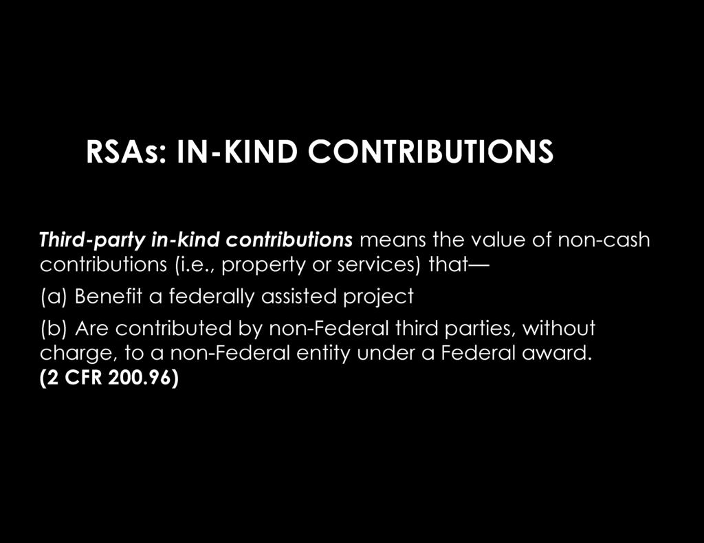 RSAs: IN-KIND CONTRIBUTIONS Third-partyin-kind contributions mea