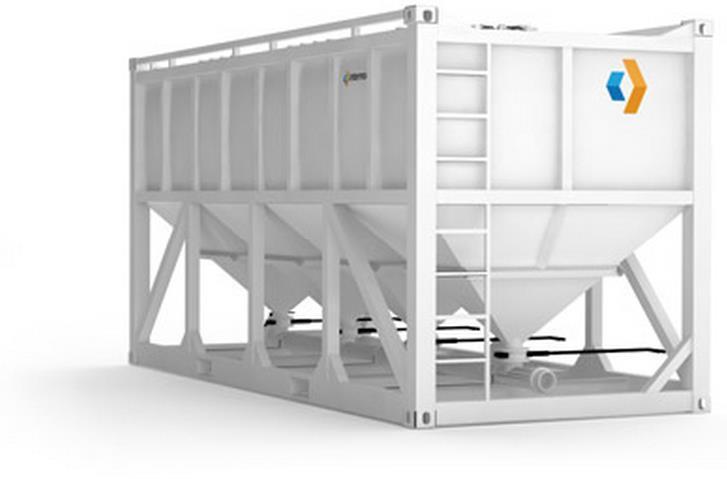 Intermobile Container HQ Design 20 8 725 Cubic feet of interior capacity Tare Weight of 8,600 lbs +/- 34 Ton payload, depending on product bulk density 9 6 Means of Portability: Forklift - side fork