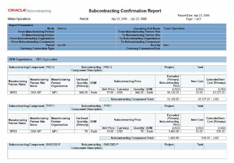 Adjustment columns in the report (Pages 2 and 3) are left