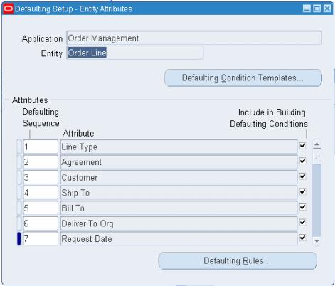 2. 3. Search for default attributes: Application: Order Management Entity: Order