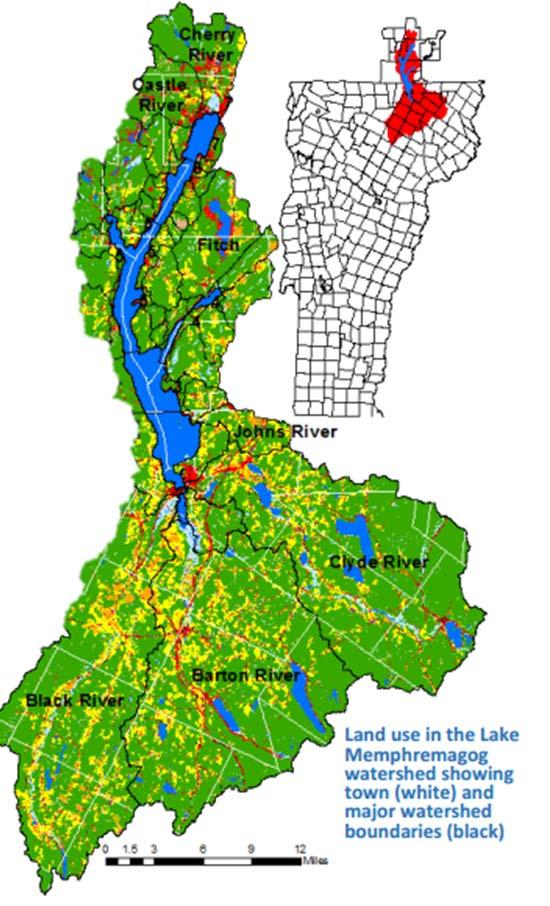 Lake Memphremagog Statistics 687 square mile watershed 71% (VT); 29% (Quebec) Nearly ¾ of the surface area of the Lake is in