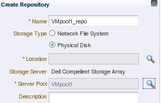 Create VM server pool and zone, Create the