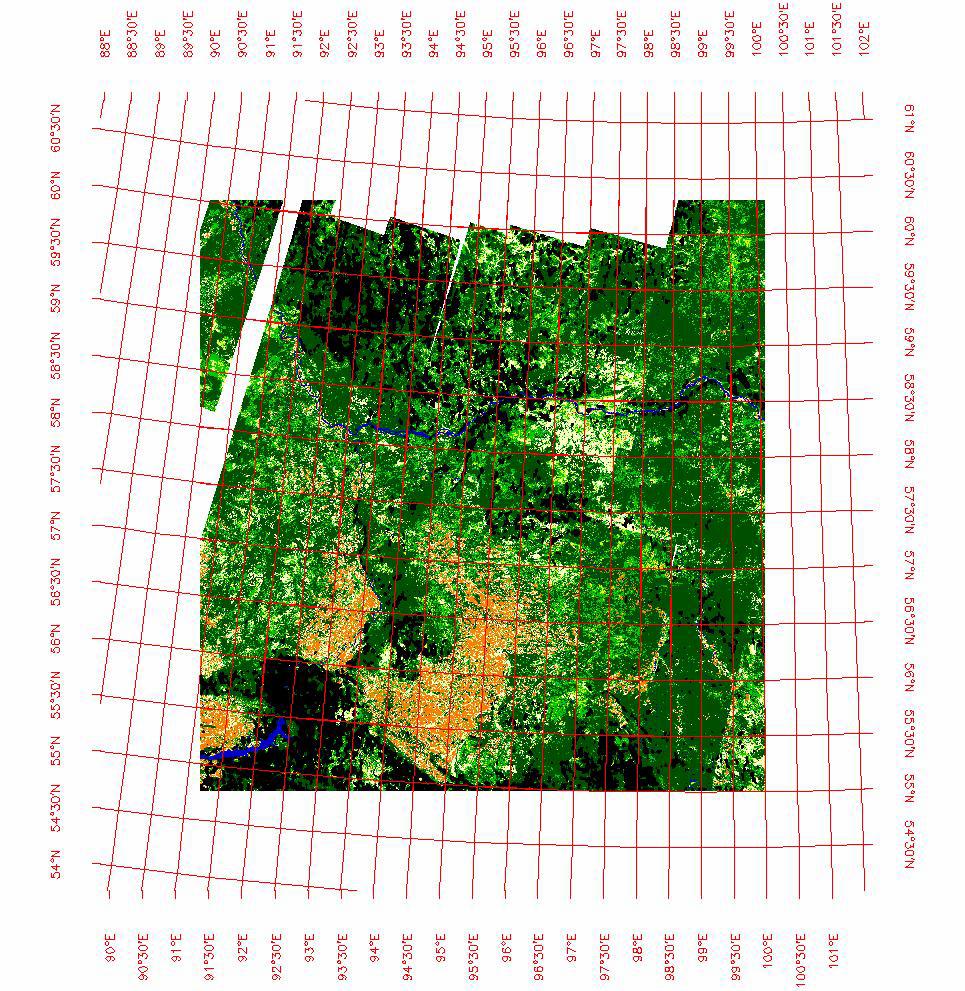 Modelling: need to use EO for testing Sheffield Dynamic Vegetation Model 90 E Siberia-I radar biomass map 100 E 60 N 1 3 2 4 55 N
