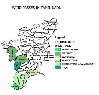 Figure 5: Wind Passes in TN Source: TANGEDCO Wind passes is a term used by TNEB to show the passing of high wind in the districts of Tamil Nadu.