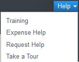 Concur online training modules: Concur_Travel. Log into Concur. Select Help in the top right-hand corner. Select Training.